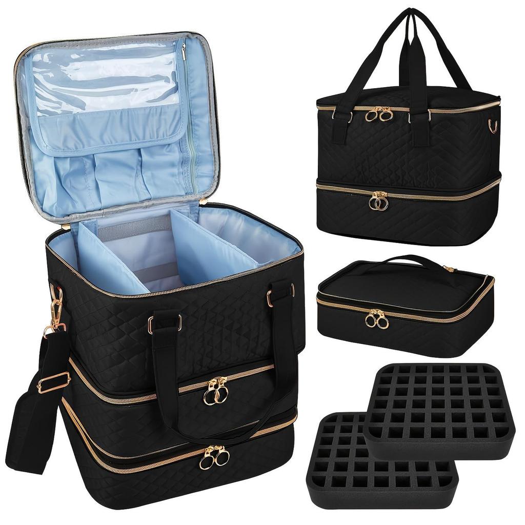 Bolsa de Armazenamento de Esmalte Destacável de Três Camadas - Capacidade para 84 Frascos