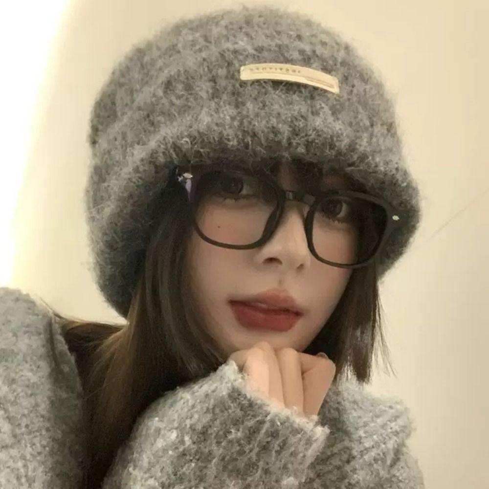 Ear Protection Wool Hat Solid Color Outdoor Hats New Knitted Cap  Winter