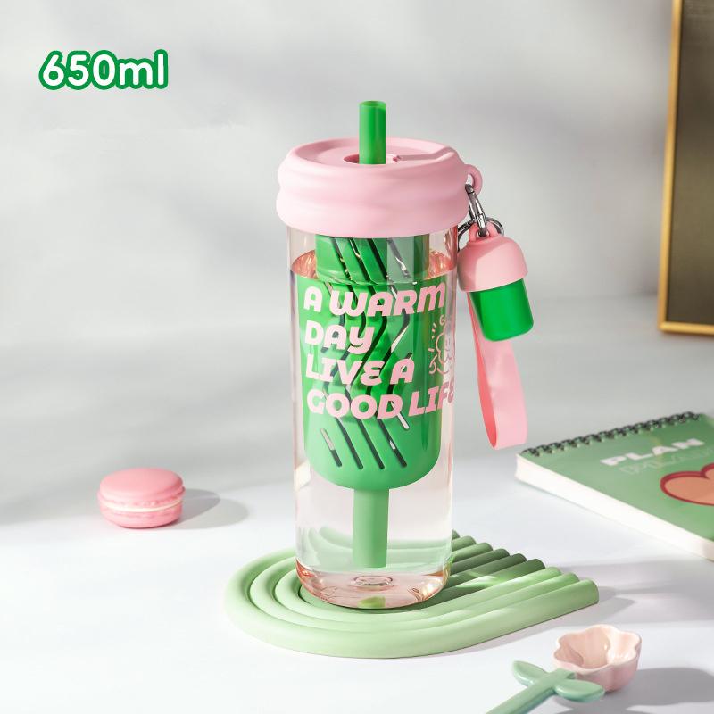 

Tritan Material Water Bottle With Straw,Rope,Tea Infuser Bpa Free,620ML Lagre Capacity Tea Water Cup Tumbler For Girl Women Gift 601-700ml розовый