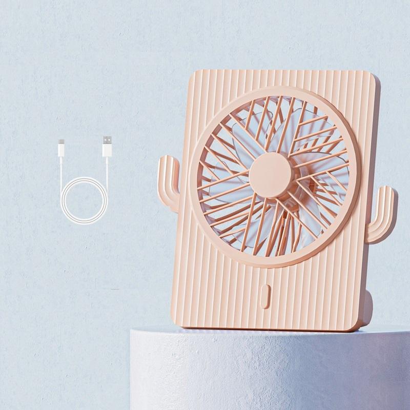 

1200 мАч Маленький настольный вентилятор Бесшумный USB-зарядка 3-скоростной Мощный воздушный поток Офисный вентилятор Уличные мини-вентиляторы для кемпинга пикника розовый