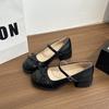 French Retro One-word Buckle Bow Mary Jane Shoes Women's 2025 Summer New Fashion Versatile Single Shoes Small Leather Shoes