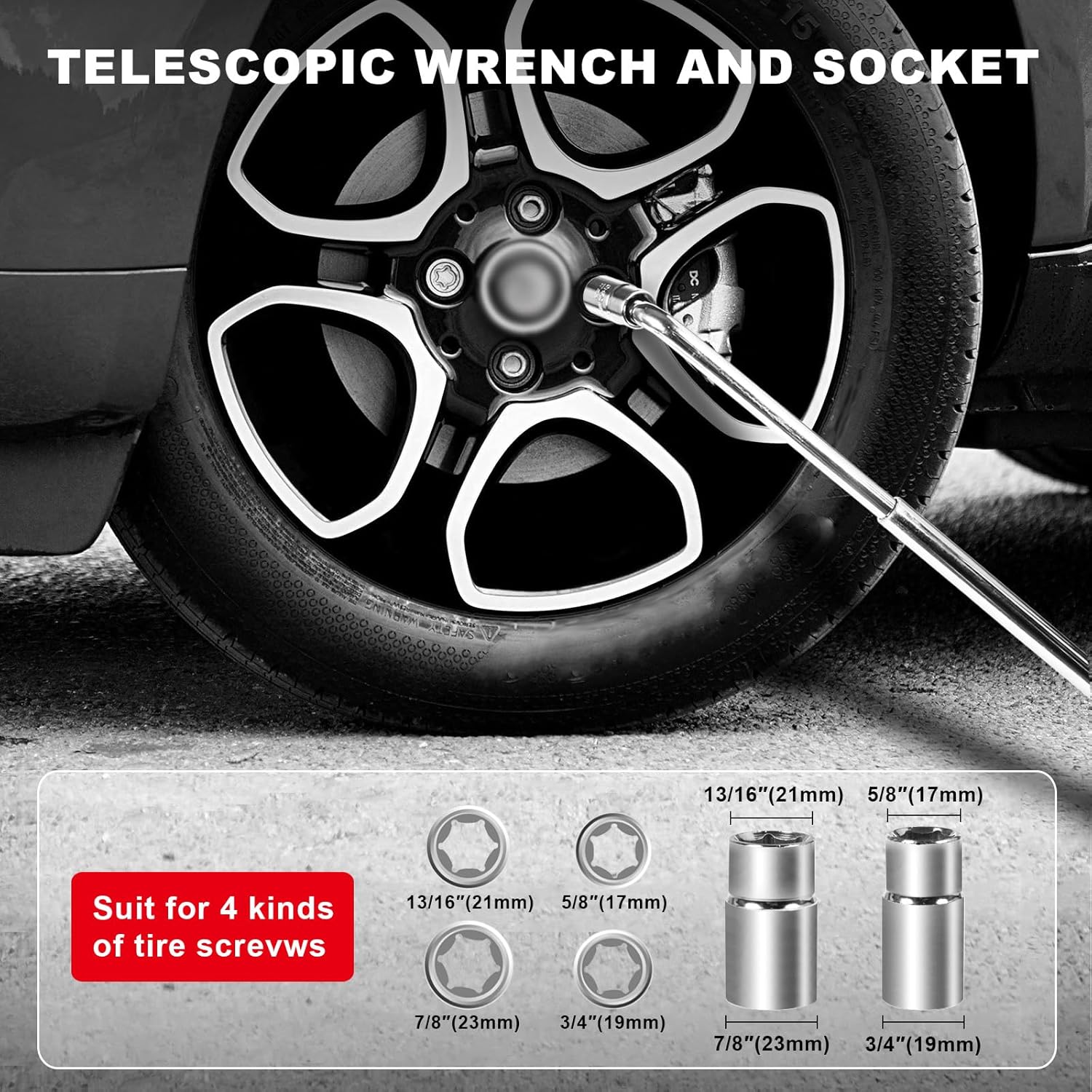 

3Ton Scissor Jack with Rubber Pad, Portable Tire Change Kit + Lug Wrench for Sedan SUV MPV United States
