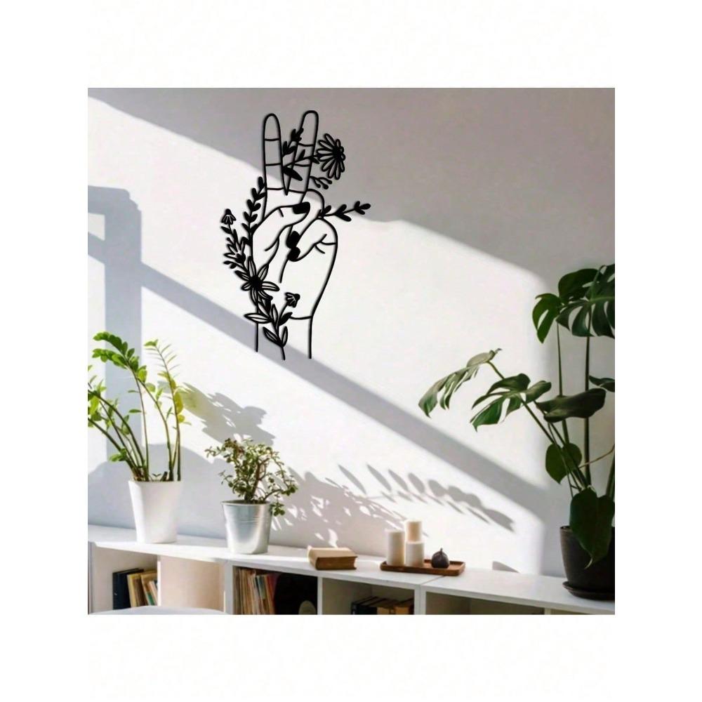 Wall Art Peace Symbol Metal Flowers Modern Home Decor Craft