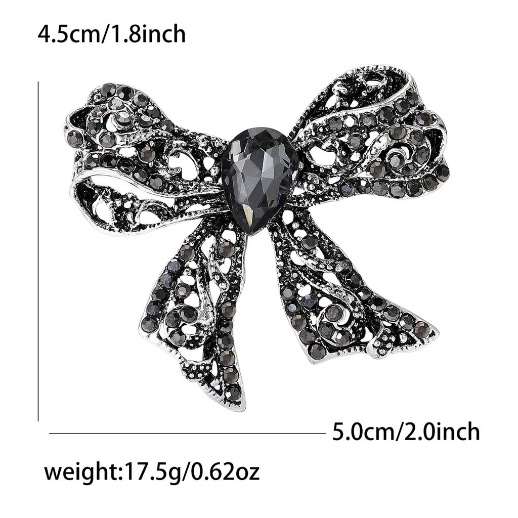 Vintage Rhinestone Bow Brooch for Women Unisex Office Party Friend Gifts Jewelry Accessories