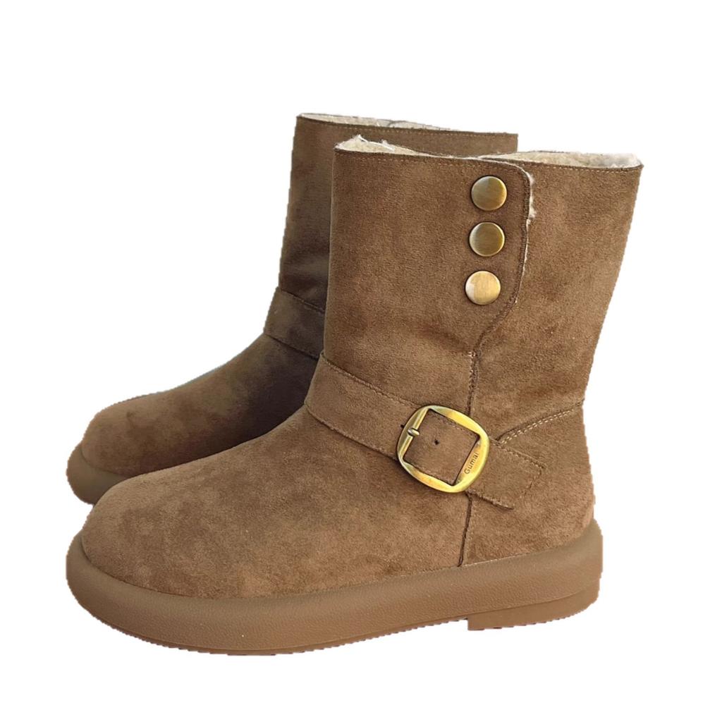 Fleece thickened warm flat-bottomed non-slip snow boots 2025 new women's winter popular women's Northeast cotton shoes