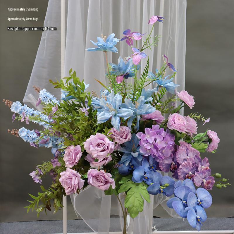 Mori Style Silk Floral Aisle Decoration In Blue & Purple