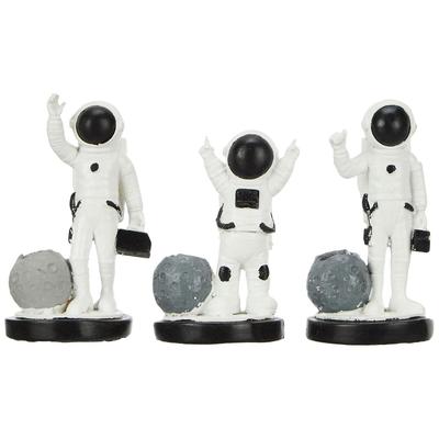 3 Pcs Astronaut Statues for Home Decor (Pack of 3, Black & White)