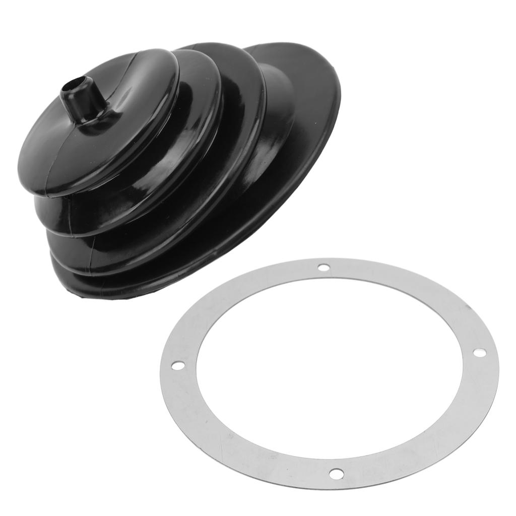 Gear Shift Gaiter Shifter Gaiter Gear Shift Handbrake Lever Boot Plate Kit Dustproof Black Rubber Round 5.250in/13.3cm Universal