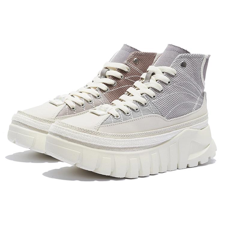 New LiNing Wave Casual Shoes Women's High Top Silver Gray/Snow Gray/Vanilla White AZGS090-4