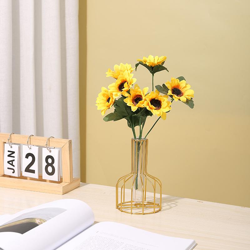 Metallrahmen Klare Glas Reagenzglas Vasen Dekorativ Klein Knospenvasen Geschenke Verwendung für Hochzeitsdekoration Tisch Blumen Dekoration