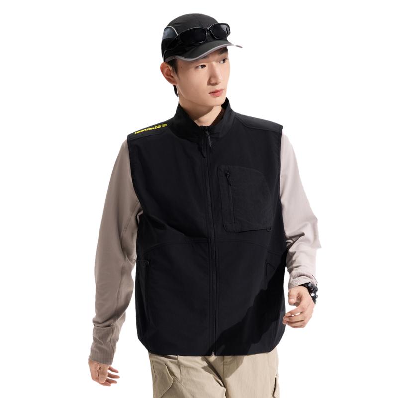 Li Ning CF Comfort Simple Letter Zipper Stand Collar Loose Vest Unisex Vests AMDV109-1