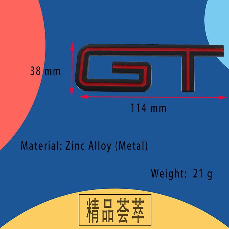 3D Auto Styling GT Logo für Auto Kotflügel Seite Kofferraum Namensschild Aufkleber Emblem Abzeichen Aufkleber