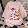 Hello Kitty Kawaii Pamuklu Tişört Sanrioed Anime Moda Kadın Üst Yazlık Günlük Sokak Kişiselleştirilmiş Tatlı Kız Üst Tişört