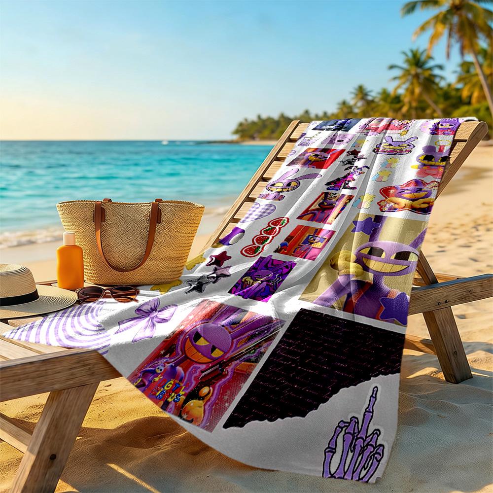 Digital Circus Beach Towel High Absorbency & Quick-Dry Comfortable Lightweight