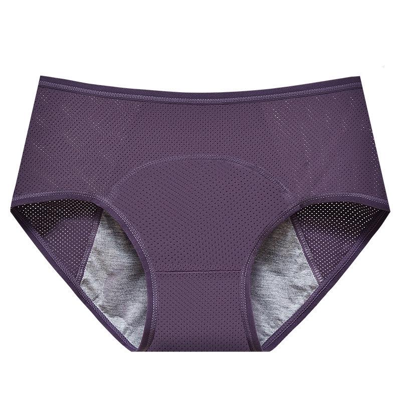 Plus Size Leak-Proof Menstrual Panties with Breathable Mesh, Mid-High Waist for Women