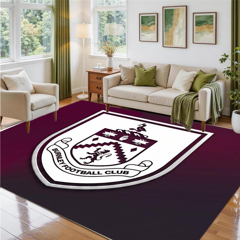 Burnley Football Design Crystal Velvet Rug Soft Decorative Mat for Bedroom Entrance