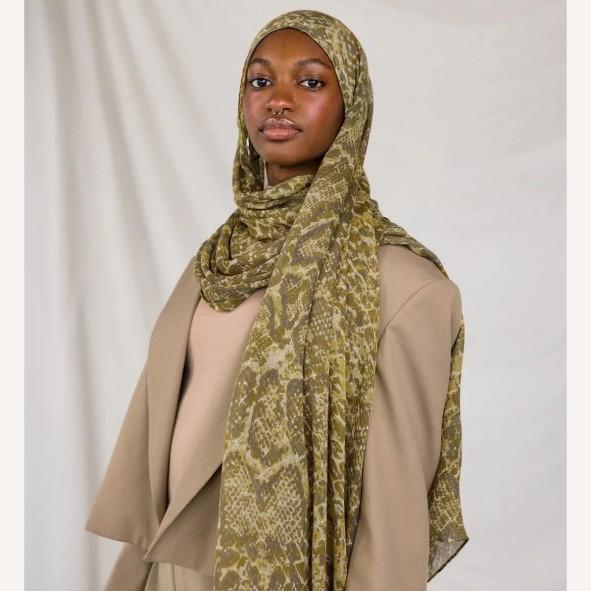 Bohemian Women's Watercolor Animal Print VELA Headscarf, Autumn/Winter Collection