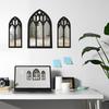 3Pcs Gothic Arched Window Wall Mirror Set Self-Adhesive Cathedral Arched Mirror Rustic Farmhouse Accent Mirror for Home Decor