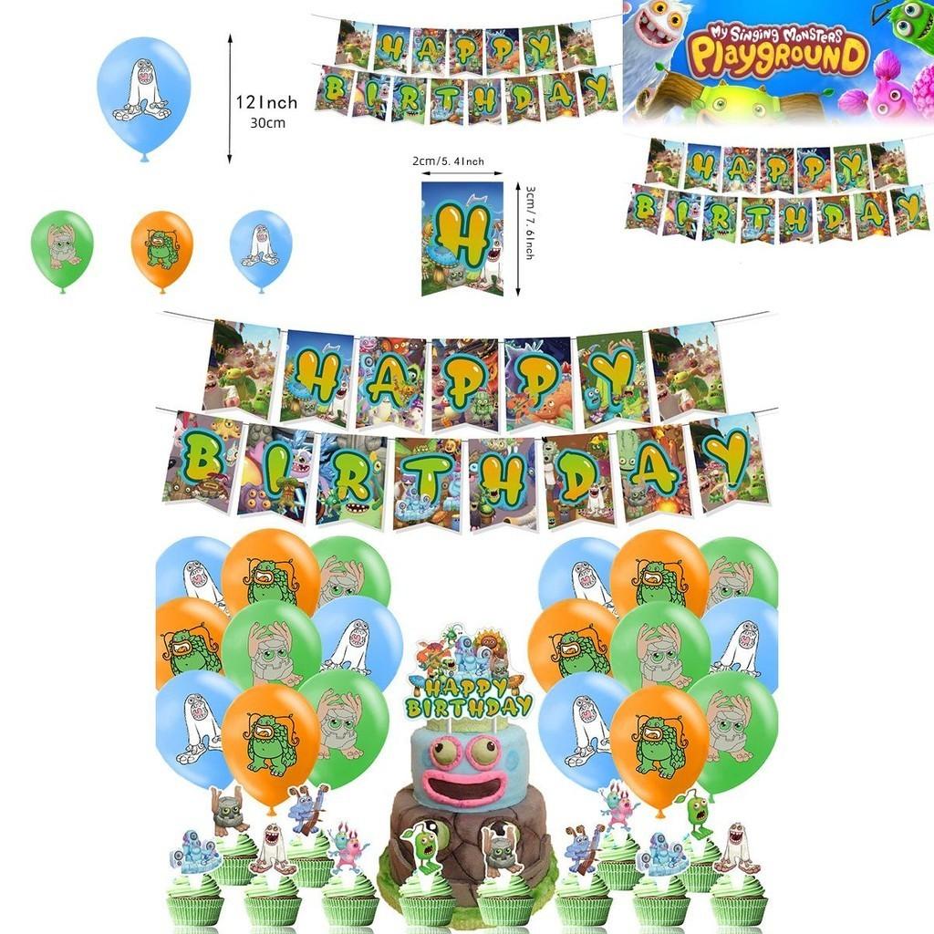 Monster Music Festival Party Banner Set With Balloons For Birthday Party Decorations