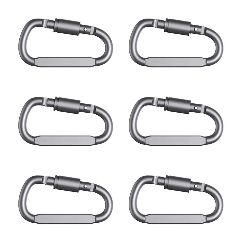 

6Pcs Aluminum 20KG D Shape Carabiner Backpacking Climbing Buckles with Screw Gate For Safe Climbing Sport and Adventure
