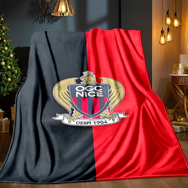 Ogc Nizza Wappen Kunstwerk Decke Leicht Ideal Bettwäsche Decke Perfekt für Reisen, Camping, Wohnzimmer, Büros, Sofas, Fan Weihnachtsgeschenk