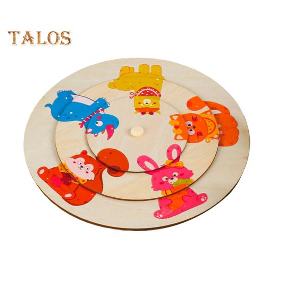

Деревянная головоломка с животными, игрушка-диск, мультяшный динозавр, морское животное, обучающая игрушка для малышей, мальчиков и девочек, вращающаяся круглая доска Animal