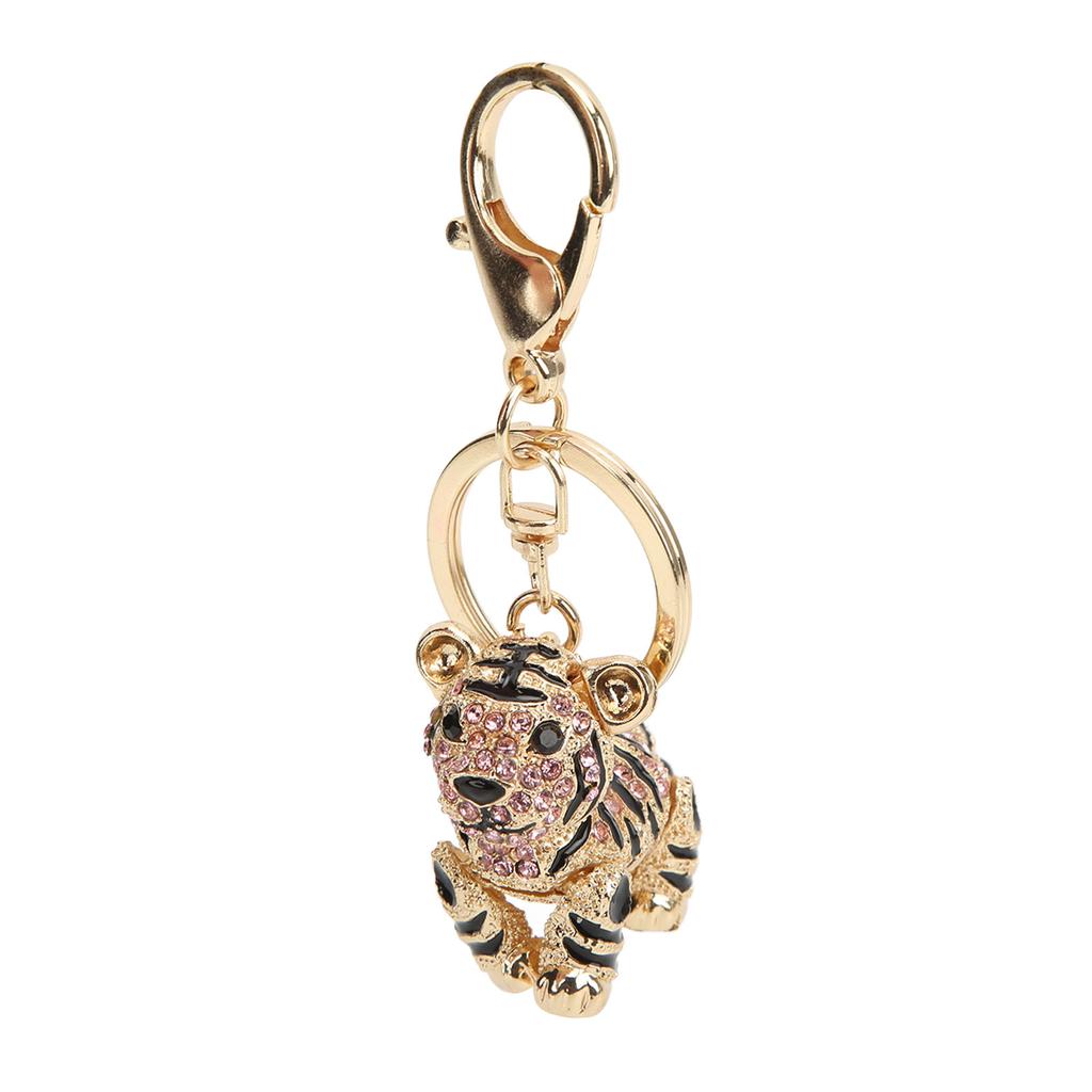 Tiger Schlüsselanhänger Dreidimensional Kleiner Tiger Strass Auto Schlüsselanhänger Damen Taschenanhänger AnhängerPink