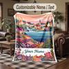 Underwater Sea Adventure Theme Throw Blanket Custom Name Text Personalized Blanket Soft Cozy Blanket for Home Sofa Bed