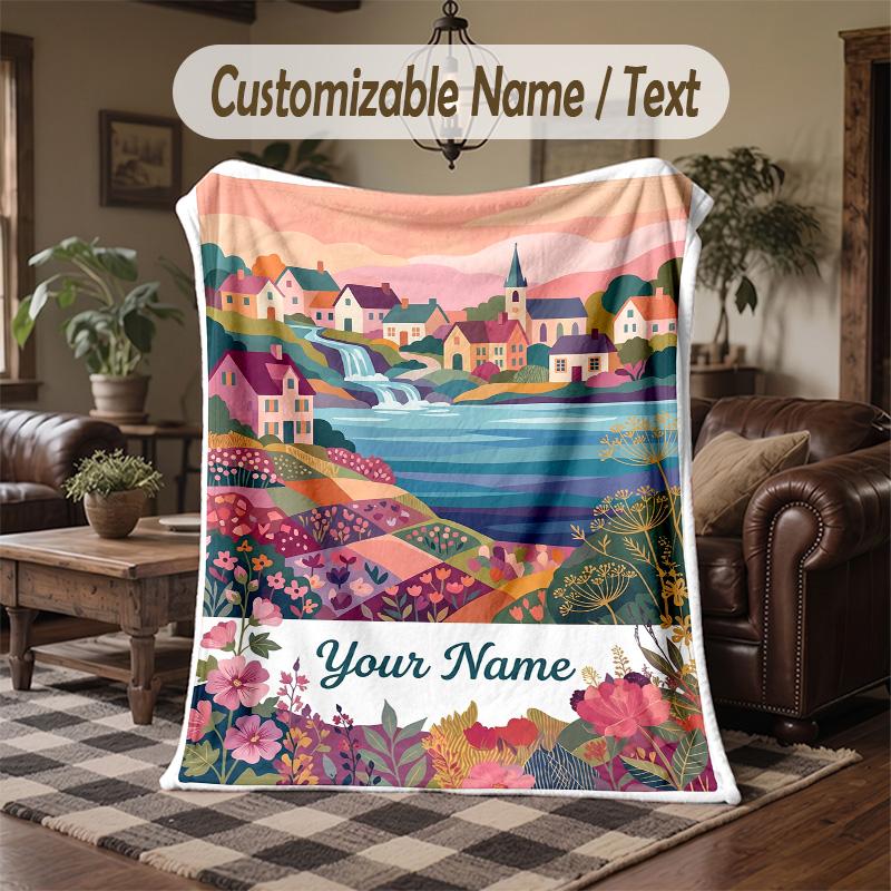 Underwater Sea Adventure Theme Throw Blanket Custom Name Text Personalized Blanket Soft Cozy Blanket for Home Sofa Bed