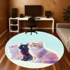 1PC Cats Rainbow Sparkle Round Chair Mat Area Rug - Non-Slip, Floor Mat for Office, Bedroom, Home Decor Christmas Gift C0528065