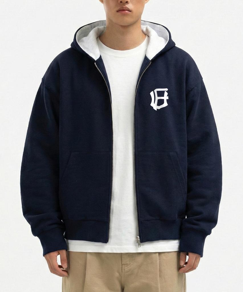 Underoff 2-Way Crop Fit Uf Logo Hooded Zip-Up Jumper Navy