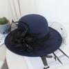 Autumn And Winter Hepburn Big-Brimmed Woolen Hat British Retro Felt Hat Mysterious Mesh Flower Banquet Top Hat