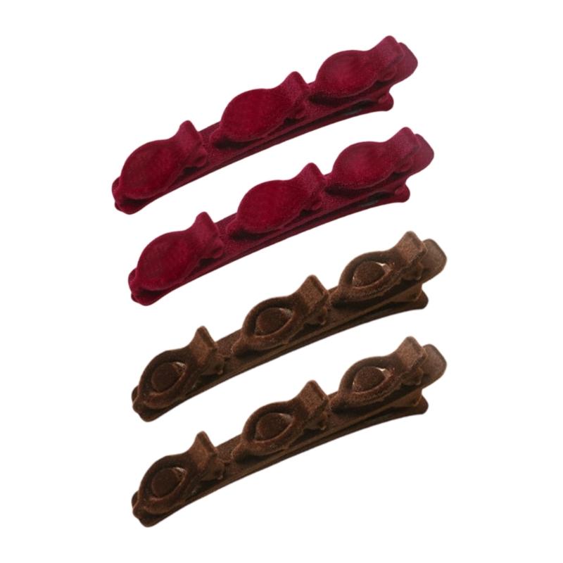2 Pcs Double Layer Hair Clip Hair Styling Clips Hair Accessories Flocking Braided Hair Clips For Daily Work Party