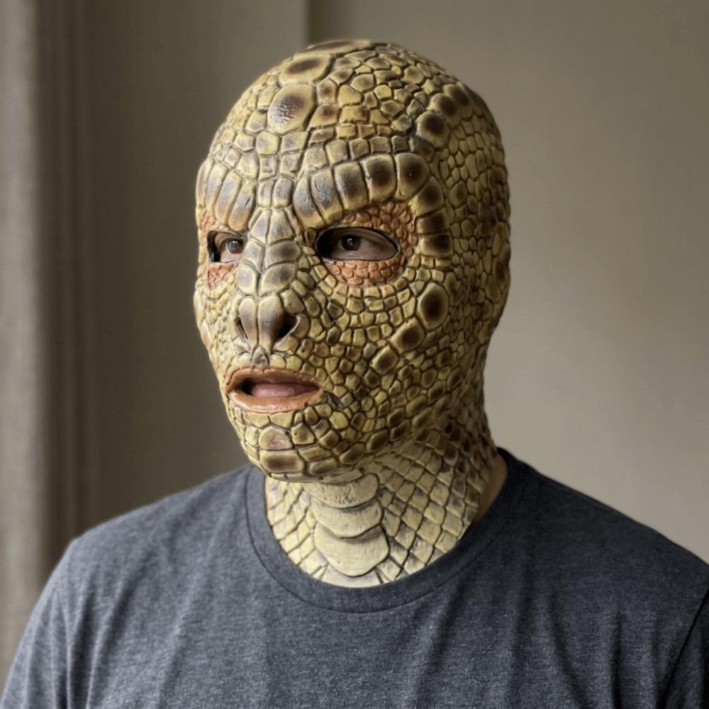 Maschera Mostro Serpente Realistica Durevole Testa Rettile Spaventosa Texture Pelle di Serpente Maschera Mostro Fantasma Morbida in Lattice Festa a Tema
