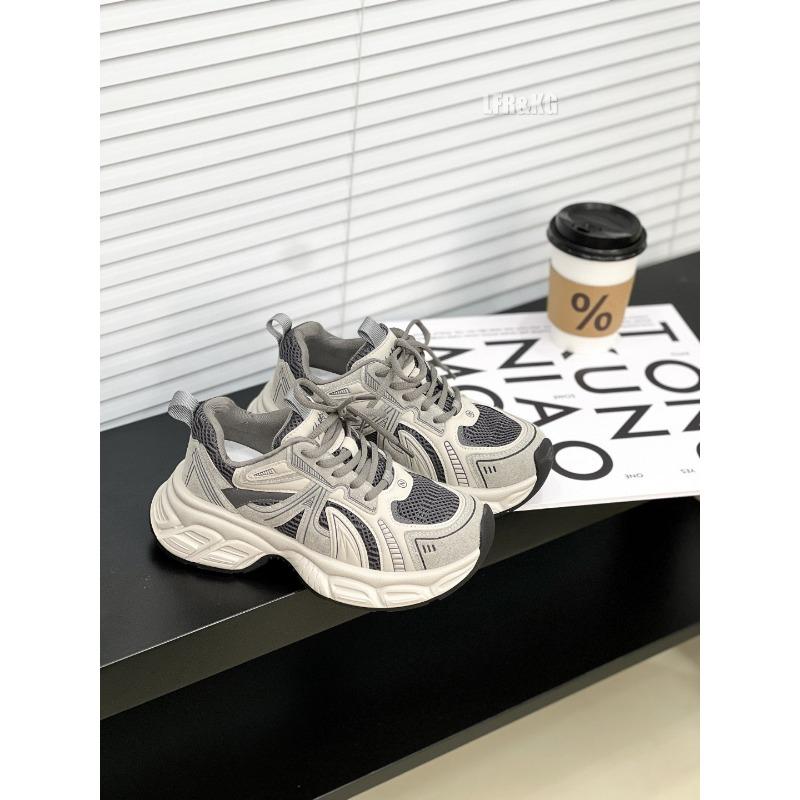 

Leather platform dad shoes women s new trendy retro versatile casual sports shoes new four seasons travel shoes trendy 40 серый