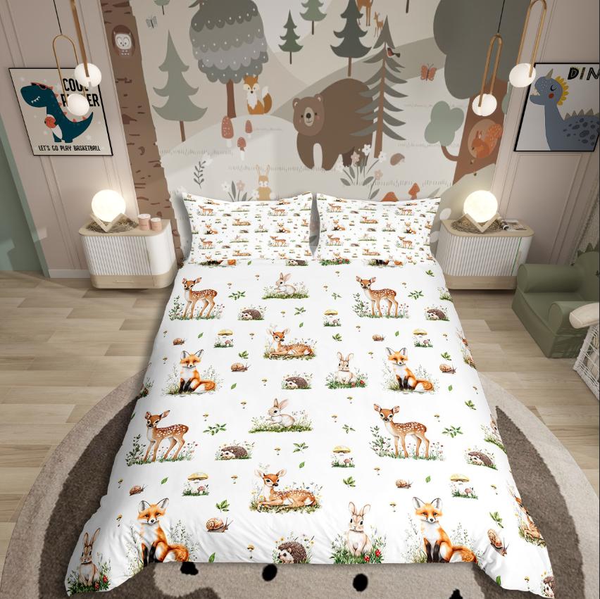 Homewish Cartoon Animal Duvet Cover SetJungle Wildlife For Kids Bedding SetKawaii Cute Decor