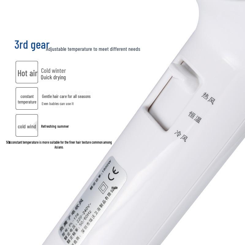 Ruivo Hotel Wall-Mounted Hair Dryer with Negative Ion Technology for Hot & Cold Air