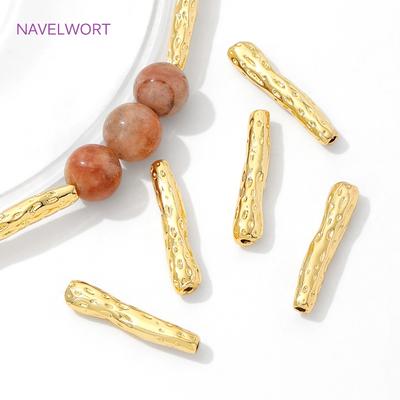 18K Gold Plated Irregular Long Strips Beads Separators,Brass Spacers Bead For Jewlery Making DIY Bracelet Making Accessories