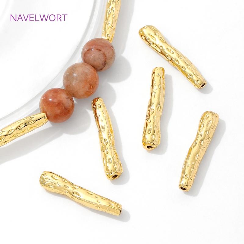 18K Gold Plated Irregular Long Strips Beads Separators,Brass Spacers Bead For Jewlery Making DIY Bracelet Making Accessories