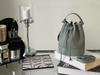High-End Genuine Leather Patchwork Bucket Bag: Drawstring, Fashionable Design, Women’s Simple Casual Crossbody Handbag