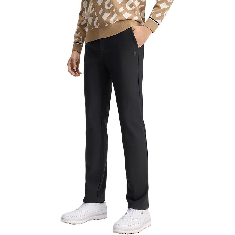 FILA Golf Series Solid Color Fleece Comfortable High Elastic Knitted Sports Pants Men bottoms Black A11M515601F-BK