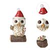 Christmas Owl Sculpture Big Eyes Statue with Light House Decor Craft Figurine for Desktop