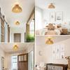 Boho Rattan Ceiling Light 30CM Lamp Shade Flush Mount Ceiling Light Handwoven Chandelier Wooden Base for Hallway Bedroom Kitchen