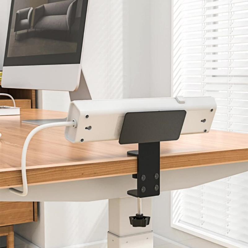 Power Panel Mount with Adjustable Desk Clamp Secure Under Desk Storage Solution for 0.39-1.96inch Tabletops Black
