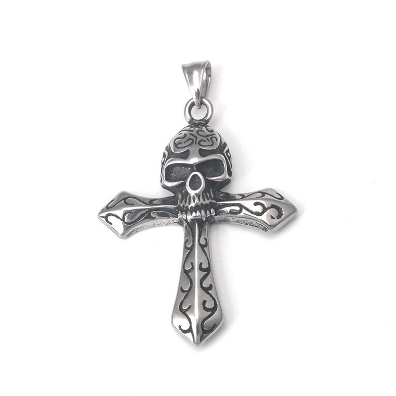 Skull Cross Pendant: Vintage Stainless Steel Necklace for Men and Women
