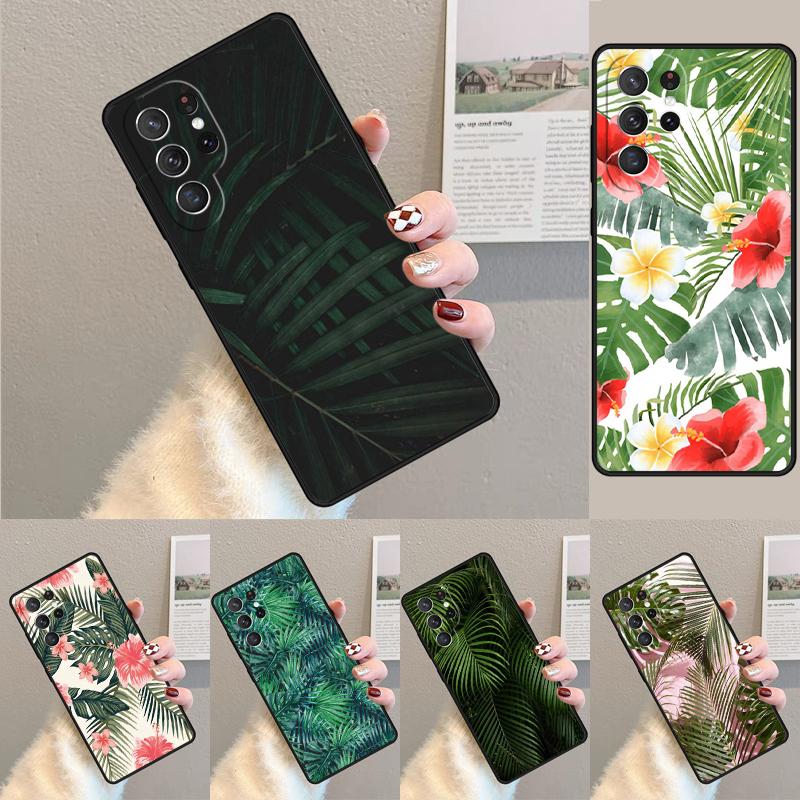 Palm Tree Leaves Plant Flower Silicone Phone Case For Samsung Galaxy Note 10 Pro S26 S25 S24 S23 S22 S21 Plus Ultra Capa Cover