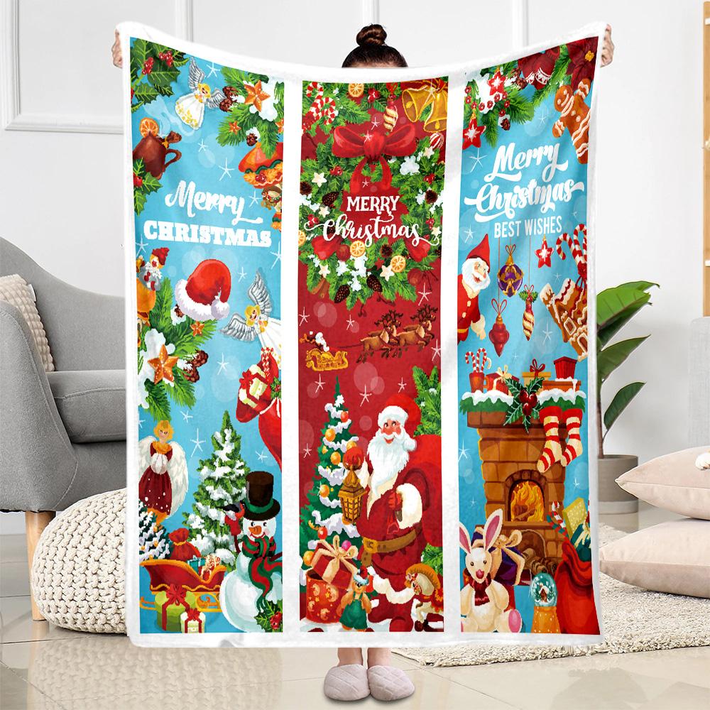 Merry Christmas Santa Claus Blankets are suitable for living rooms, bedrooms, camping, and other places, making them an ideal choice for gifts.