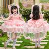 Girl Lolita Princess Dress Summer Lace Children's Super Fairy Flower Fairy Pink Dress Puff Skirt Dress