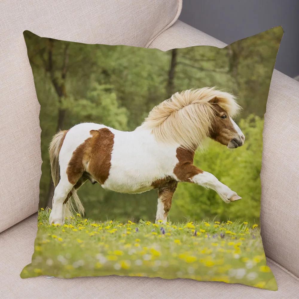 Wild Horse Cushion Cover Decor Animal Print Pillowcase  for Sofa Home Car Children Room Super Soft Plush Pillow Case 45x45cm