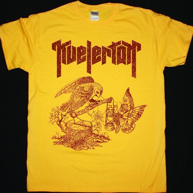 Kvelertak Butterfly Owl Yellow T-Shirt Metal Band Graphic Tee S